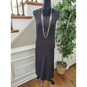 Boutique Black Bead Women's Cotton Sleeveless Round Neck Long Maxi Dress Size L